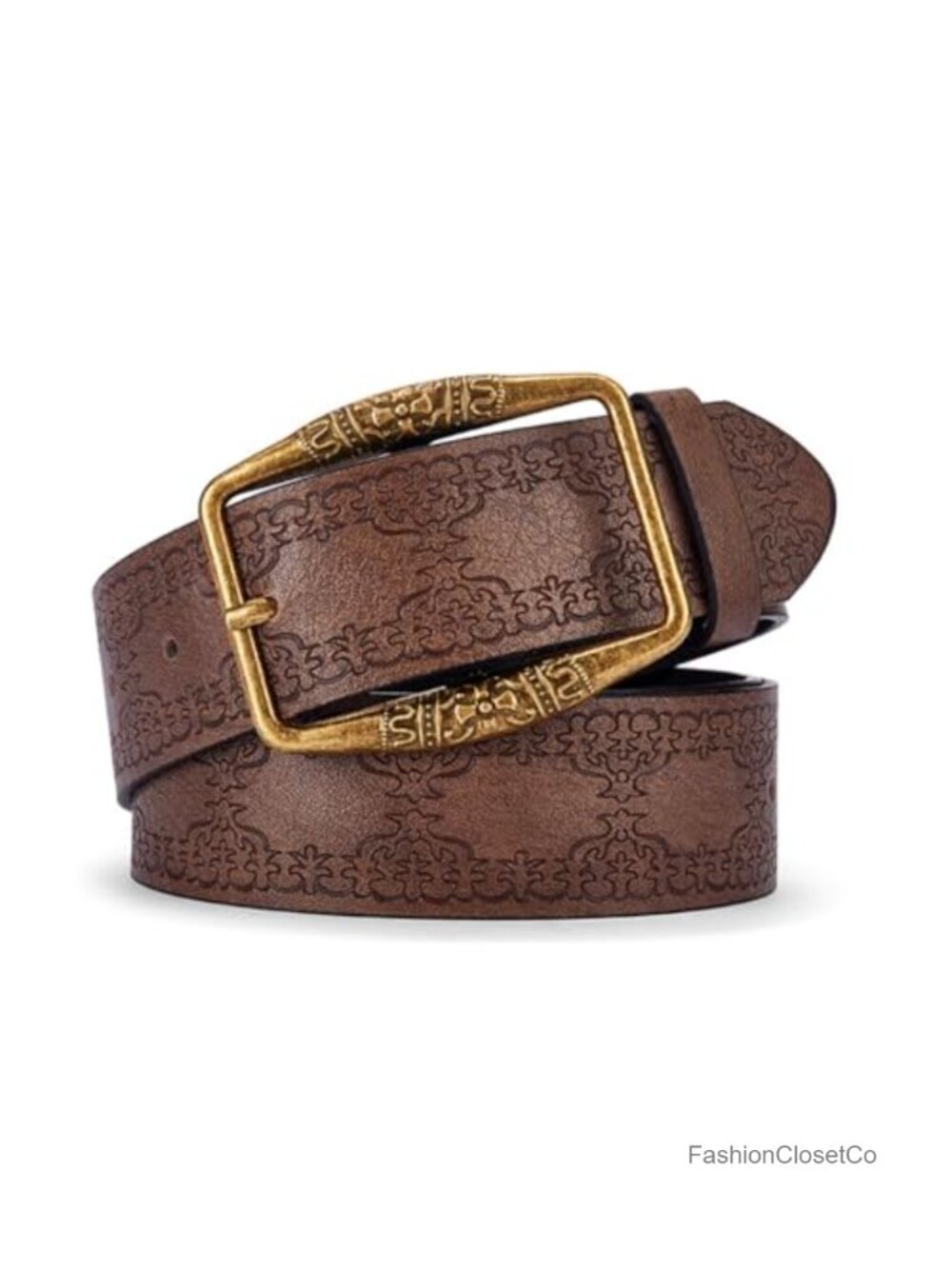 Western Leather Belt for Women Cowgirl Y2k Vintage Floral Buckle Waist